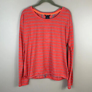 NWT Oakley pinkish orange striped long sleeve top sz sm